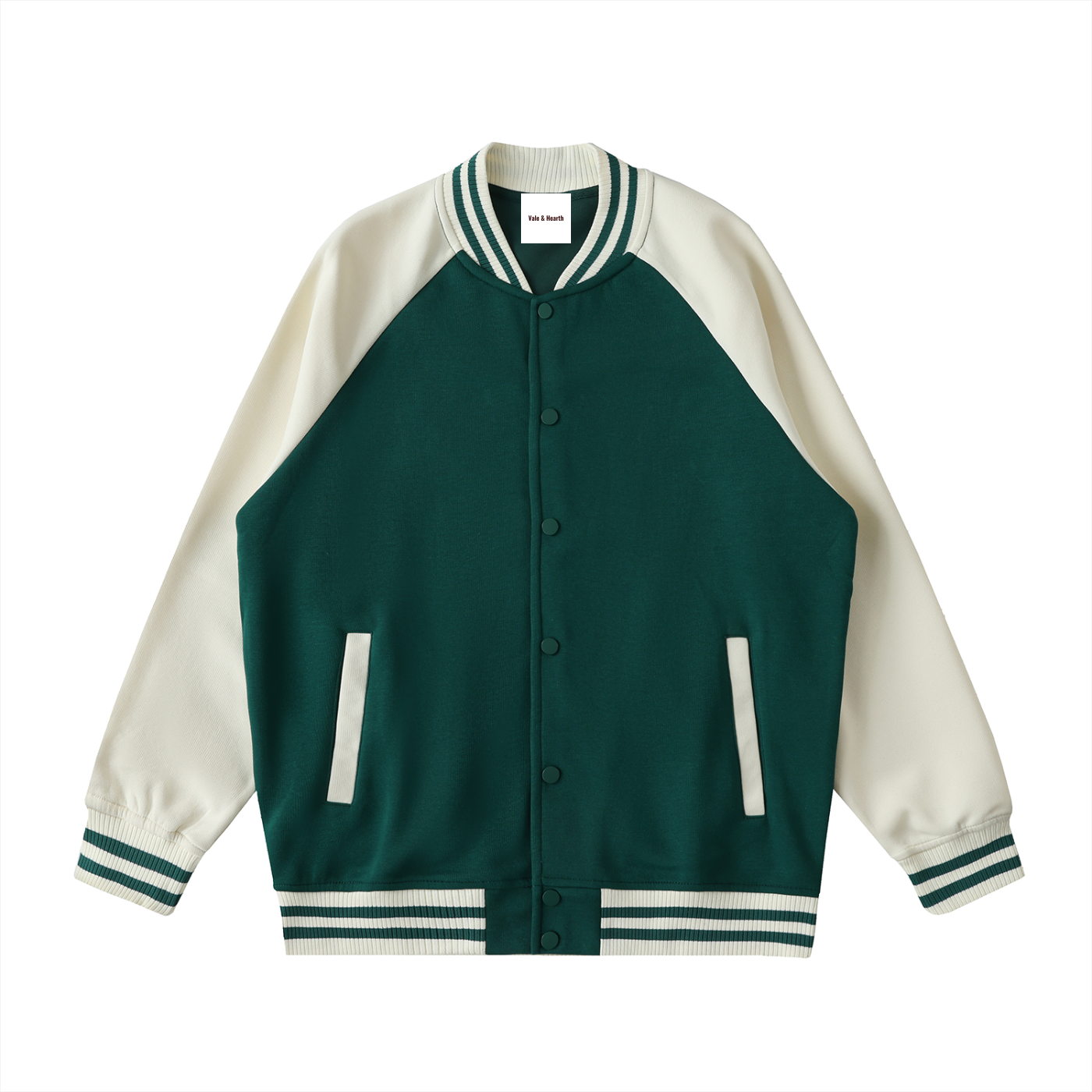 Two Tone Raglan Sleeve Varsity Jacket