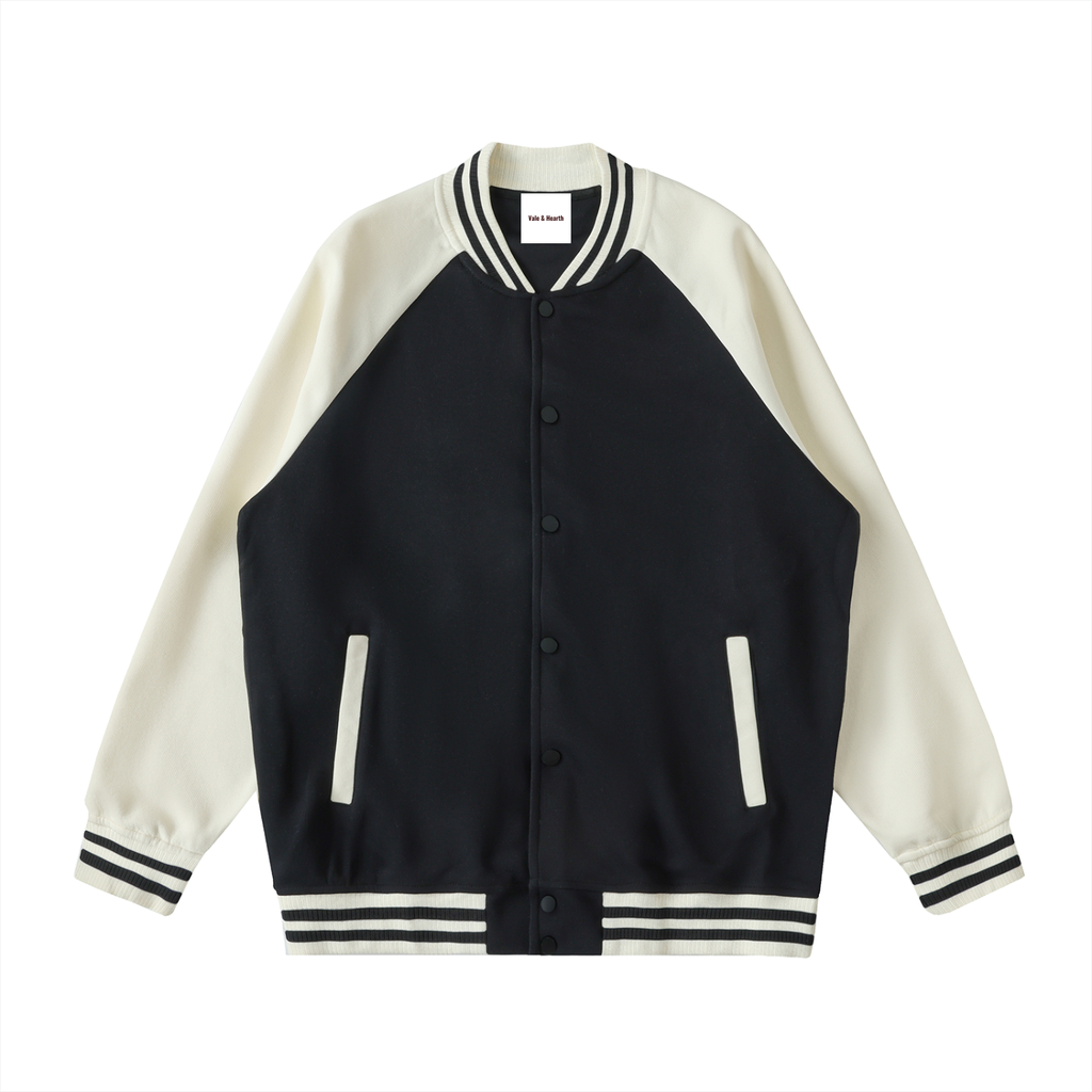 Two Tone Raglan Sleeve Varsity Jacket
