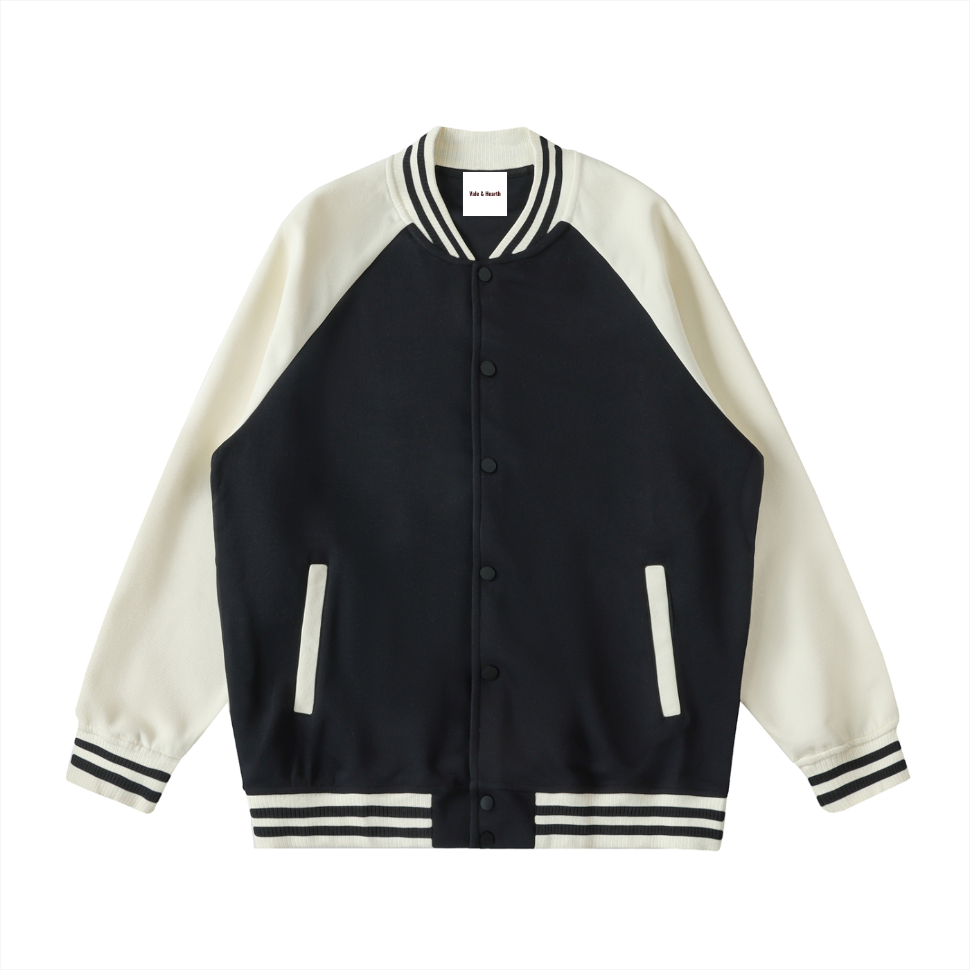 Two Tone Raglan Sleeve Varsity Jacket